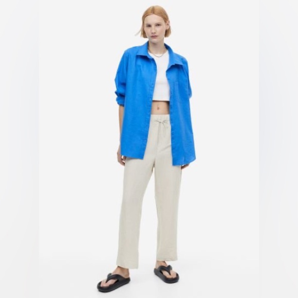 H&M Linen-blend Tapered Pants